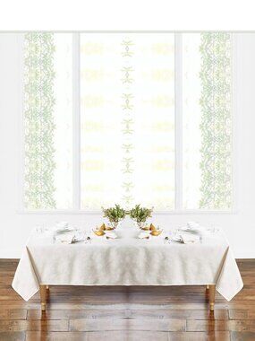 new Autumn Medley IVORY Damask Fabric 60x144 inch Tablecloth (Seats 12 to 14)